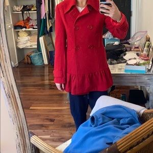 Tulle ruby red jacket, tweed